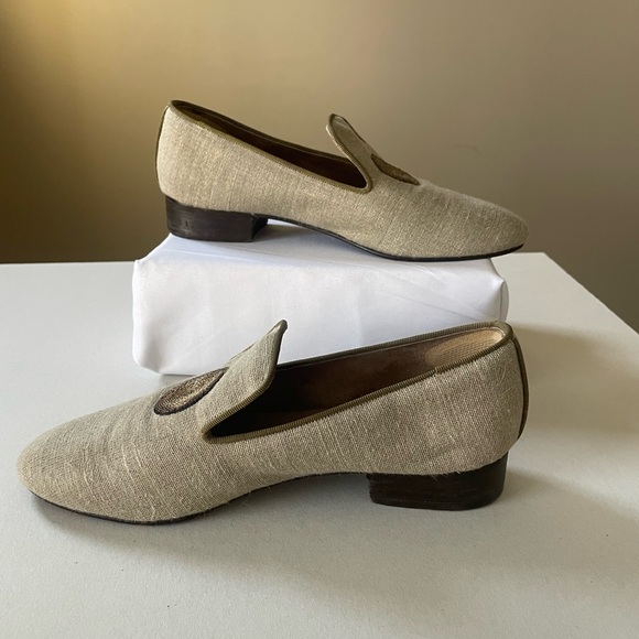 Evelyn Paul Tan Linen Shoes loafers 8.5 France 7.5 US - Picture 3 of 10